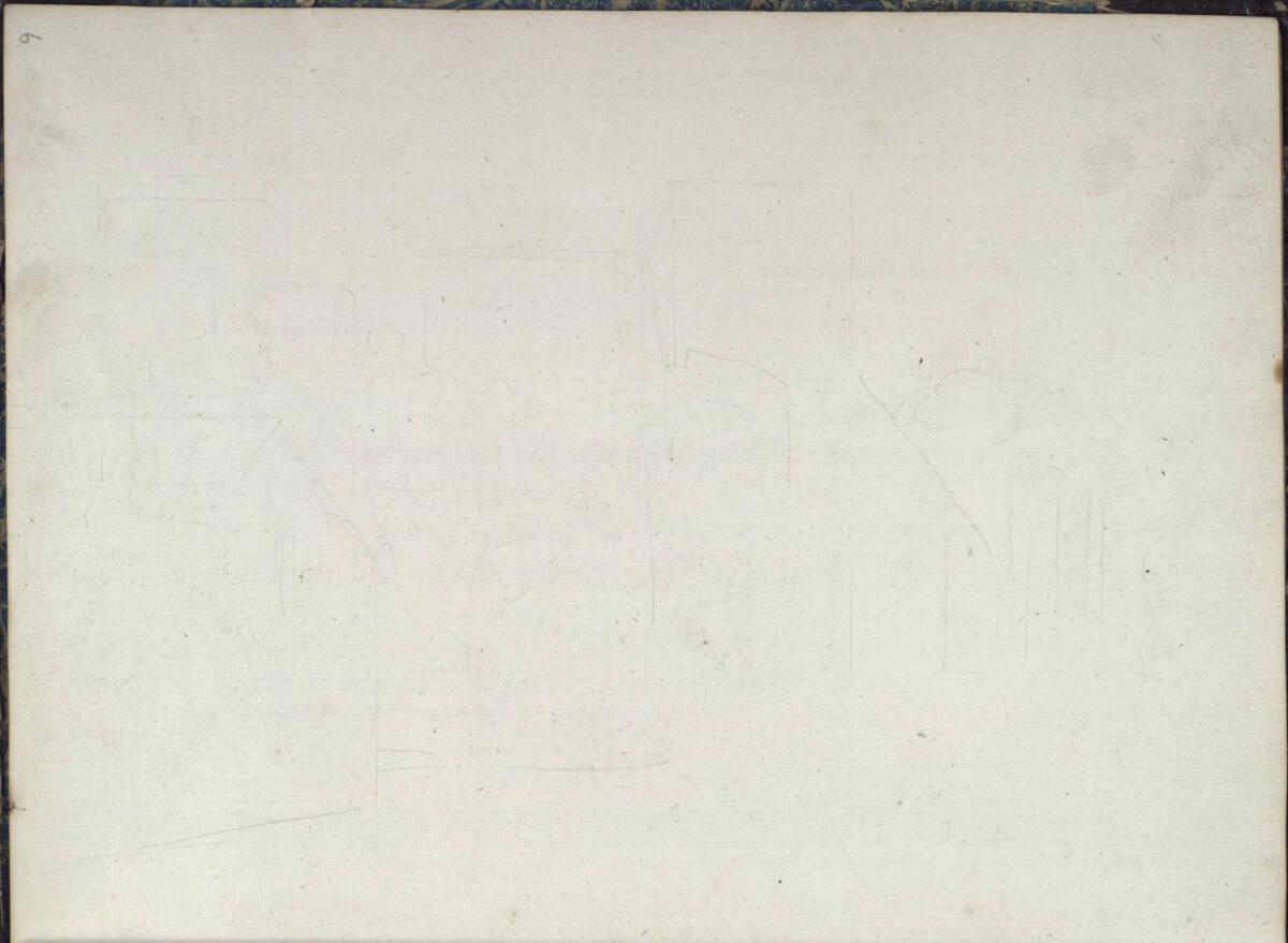 Friedrich Olivier, Römisches Skizzenbuch: um 90° nach links gedreht: Umrisse der Porta S. Paolo…