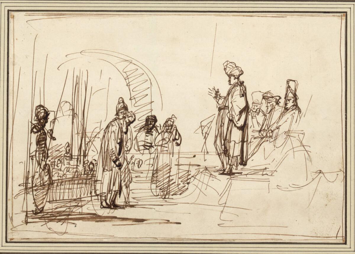 Gerbrand van den Eeckhout, Gerichtsszene  (Daniel beweist Susannas Unschuld ?), Inv. Nr.: 8813