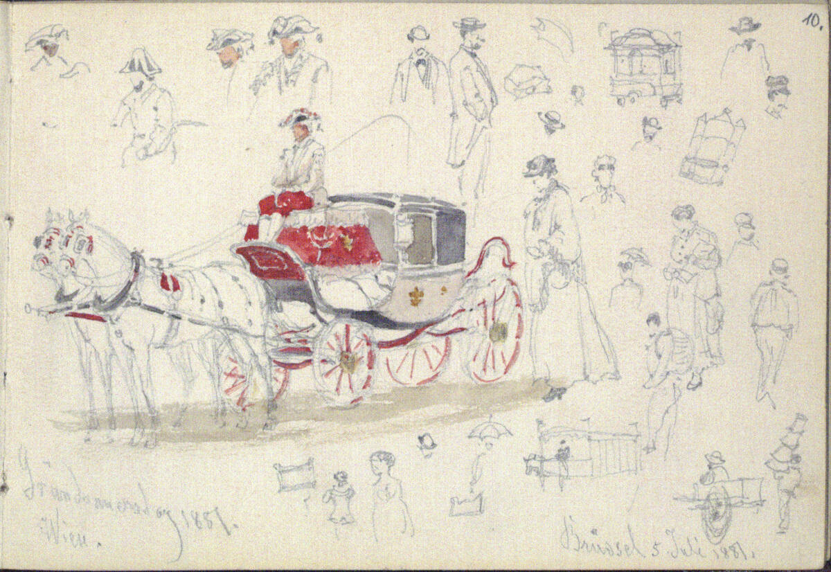 Verschiedene Skizzen, Wien, am Gründonnerstag 1881 und Brüssel, am 5. Juli 1881, Franz Alt