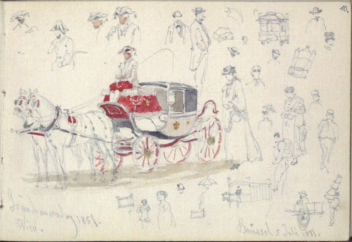 Franz Alt, Verschiedene Skizzen, Wien, am Gründonnerstag 1881 und Brüssel, am 5. Juli 1881, Inv…