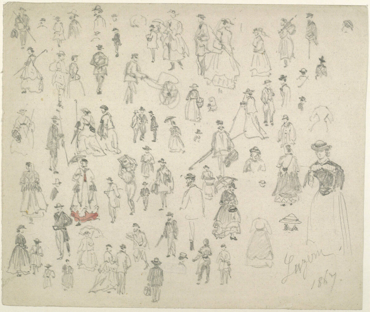 Staffagefiguren, Luzern, 1867, Franz Alt
