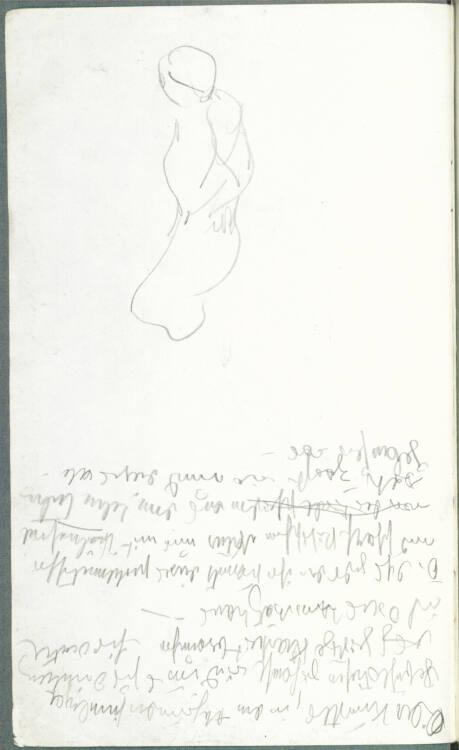 Alfred Kubin, Notizen und Skizze eines Mädchens, die Arme auf dem Rücken verschränkt, Inv. Nr.:…
