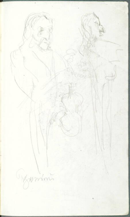 Alfred Kubin, Skizze eines Violinisten und rechts einer weiteren Figur, Inv. Nr.: 36755/41v