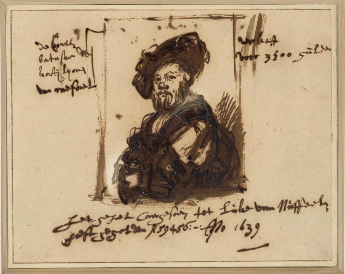 Rembrandt Harmensz. van Rijn, Zeichnung nach dem Porträt des Baldassare Castiglione von Raffael…
