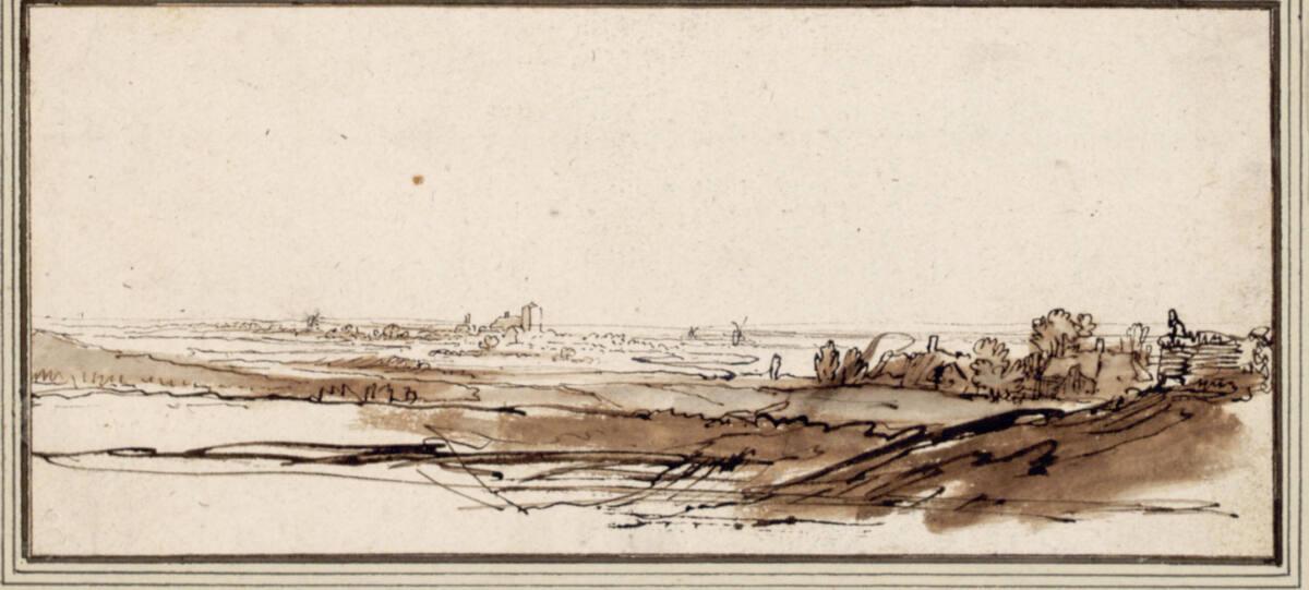 Anonym, Weite Landschaft mit Häusern und Mühlen, Inv. Nr.: 8868