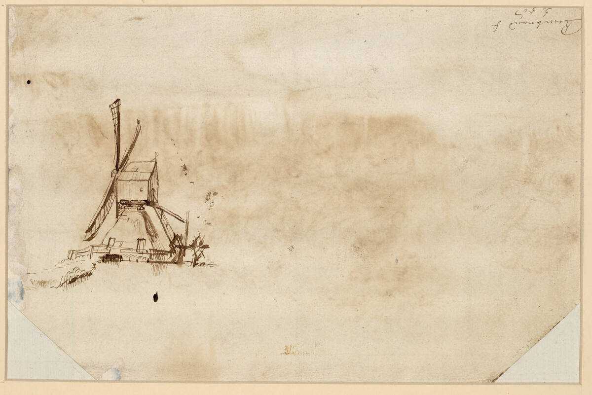 Federskizze einer Windmühle, Rembrandt