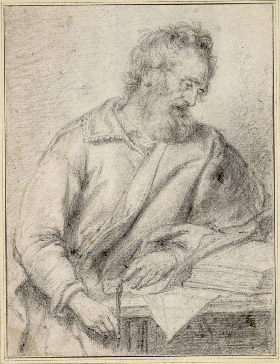 Der Evangelist Markus, auf sein Schreibpult gestützt, im Profil nach rechts, Jan Lievens