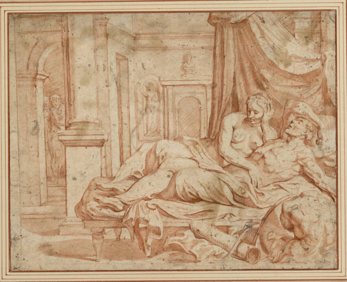 Penelope im Zweifel über Ulysses, mit dem sie das Bett teilt, Francesco Primaticcio