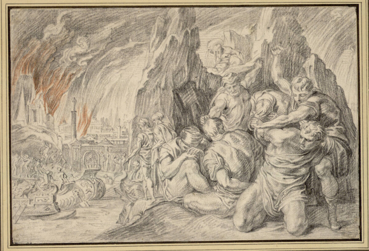 Die Einschiffung der Griechen vor dem brennenden Troja, Francesco Primaticcio