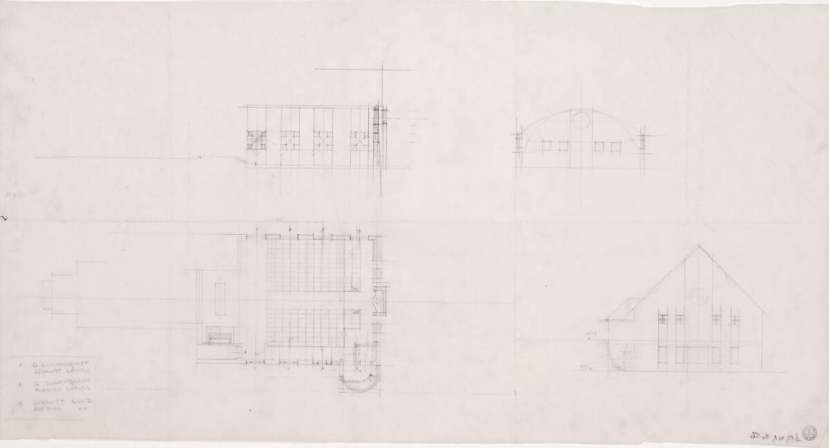 Clemens Holzmeister(?), Obergurgl, Pfarrkirche, Erweiterung II; Projekt D, Variante; Studie; Lä…