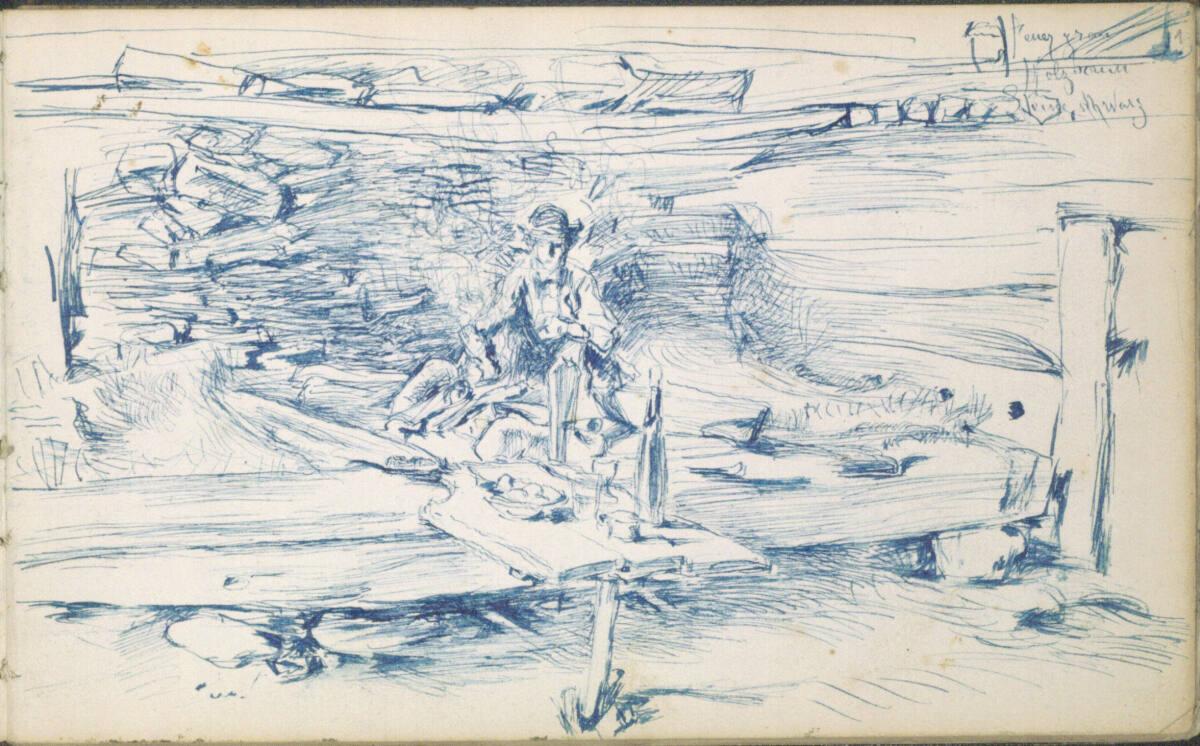 Anton Romako, Mann, an einem gedeckten Holztisch lagernd, Inv. Nr.: 25886/1r