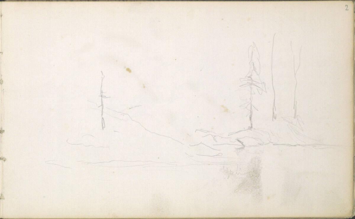 Anton Romako, Skizze einer Landschaft mit Bäumen, Inv. Nr.: 25886/2
