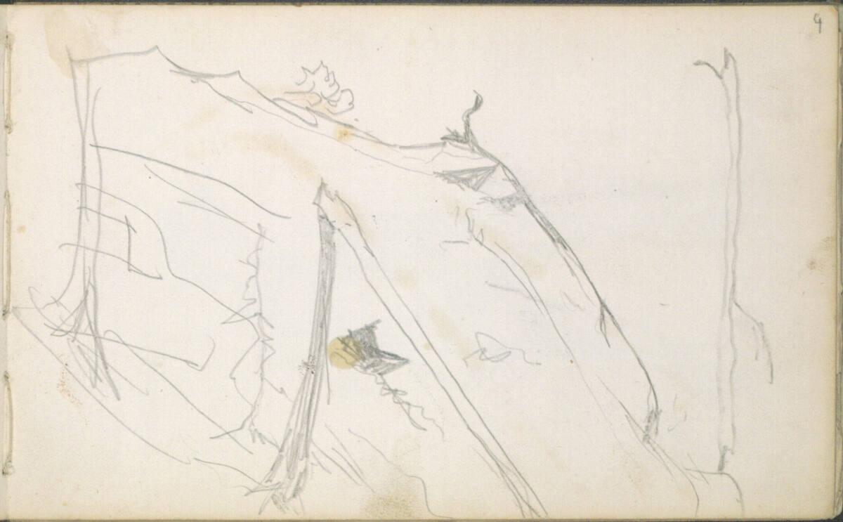 Anton Romako, Skizze eines Berghangs mit Bäumen, Inv. Nr.: 25886/4