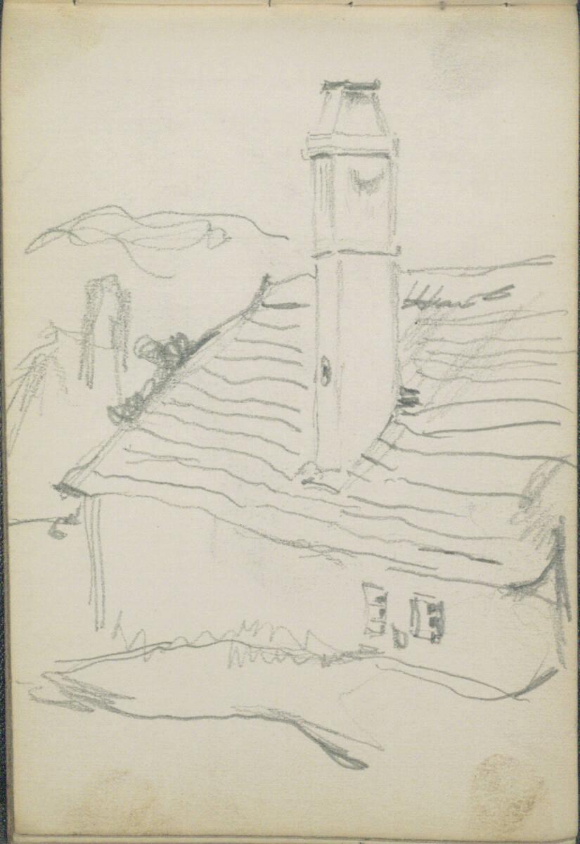 Anton Romako, Skizze zu einem Dach eines Hauses mit Schornstein, Inv. Nr.: 25887/11v