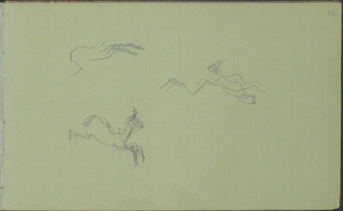 Anton Romako, Verschiedene Skizzen zu Gämsen, Inv. Nr.: 25886/12r