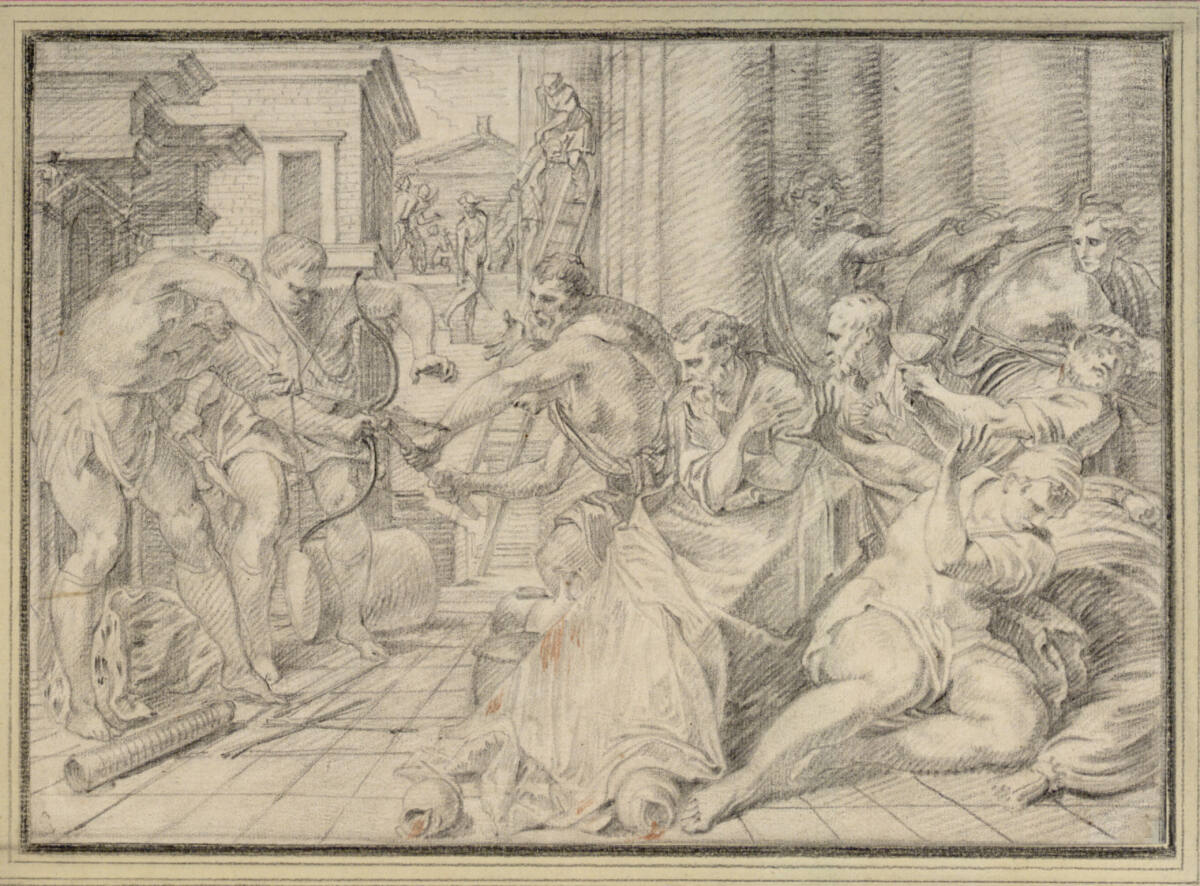 Ulysses und Telemach töten die Freier, Francesco Primaticcio