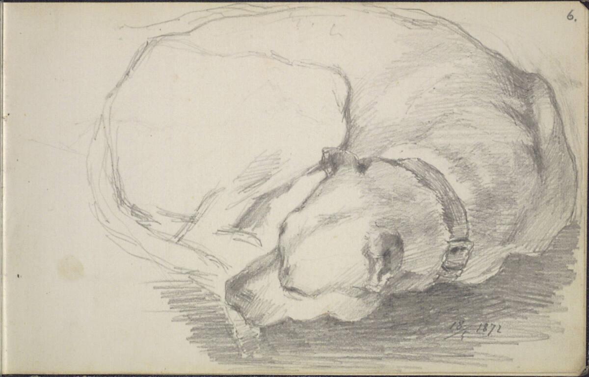 Carl Schuch, Skizze eines Hundes, Inv. Nr.: 27468/6