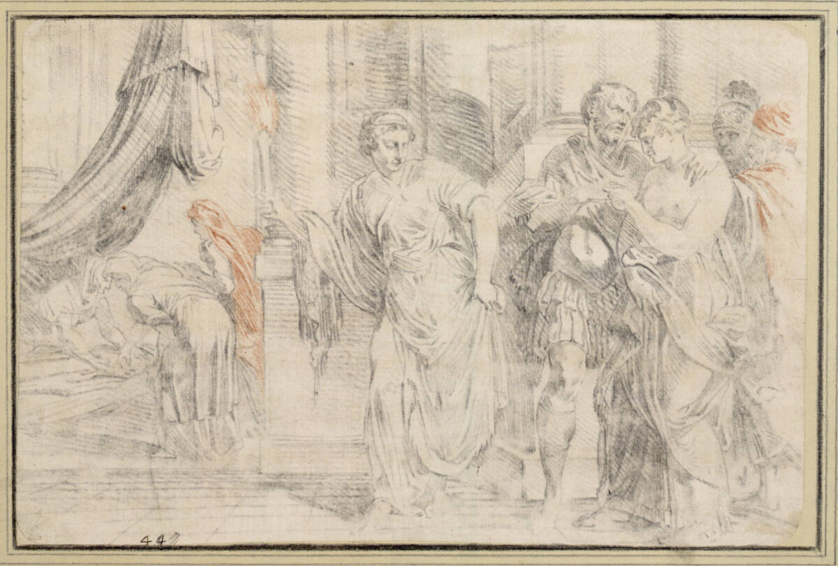 Ulysses und Penelope in ihrem Palast, von einer Dienerin zum Ehebett geleitet, Francesco Primaticcio