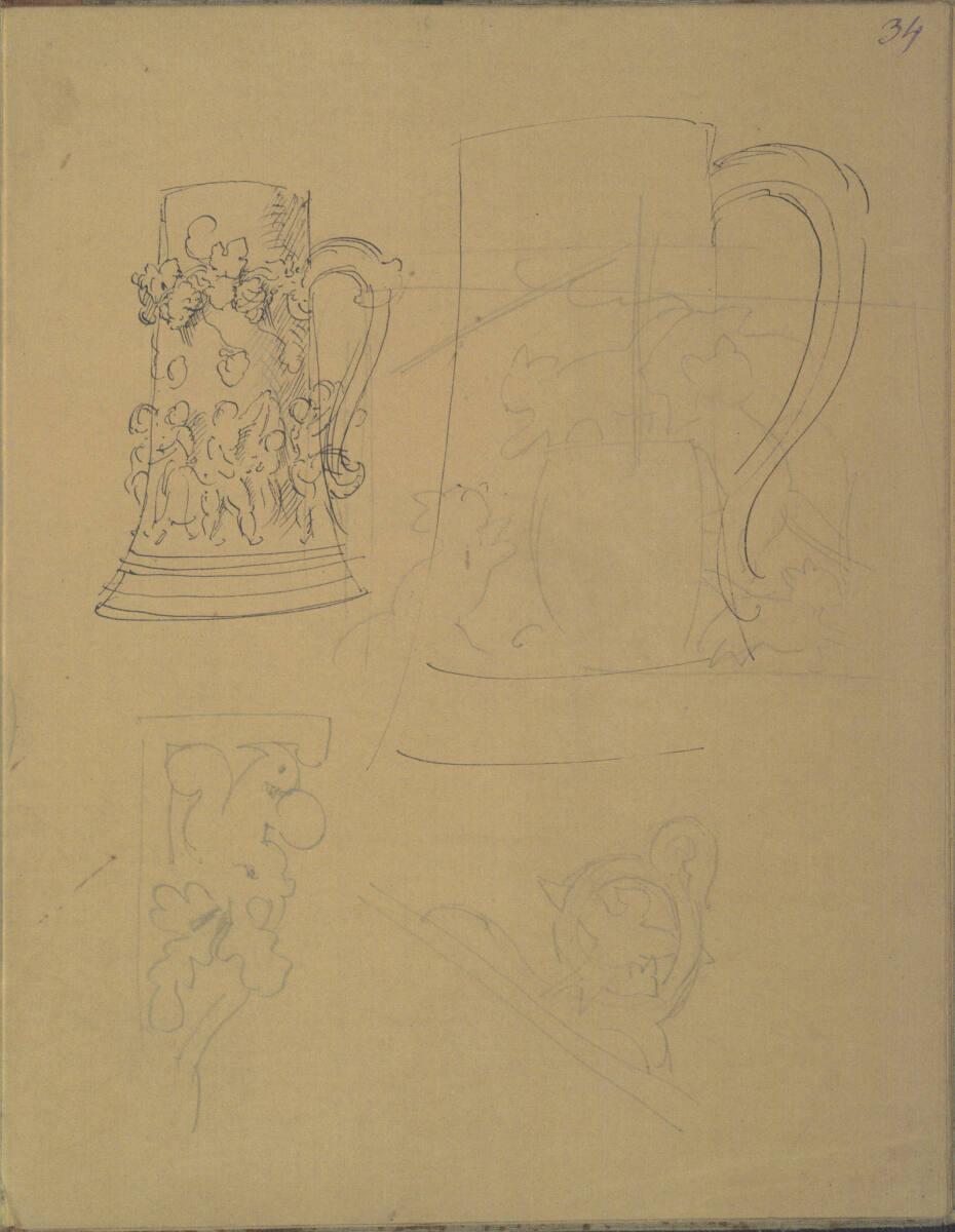 Moritz von Schwind, Verschiedene Skizzen, Inv. Nr.: 23953/34r