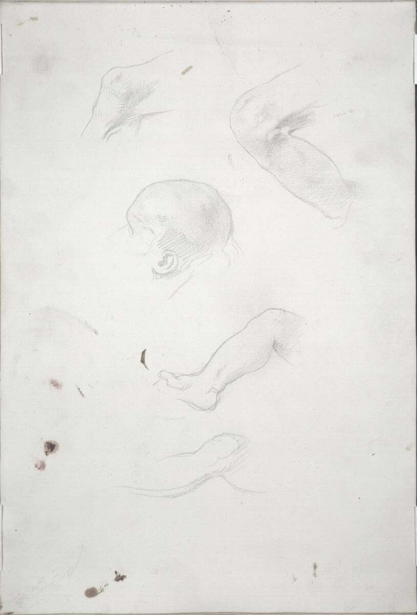 Verschiedene Kniestudien, Kopfstudie, Moritz von Schwind, 1864–1868