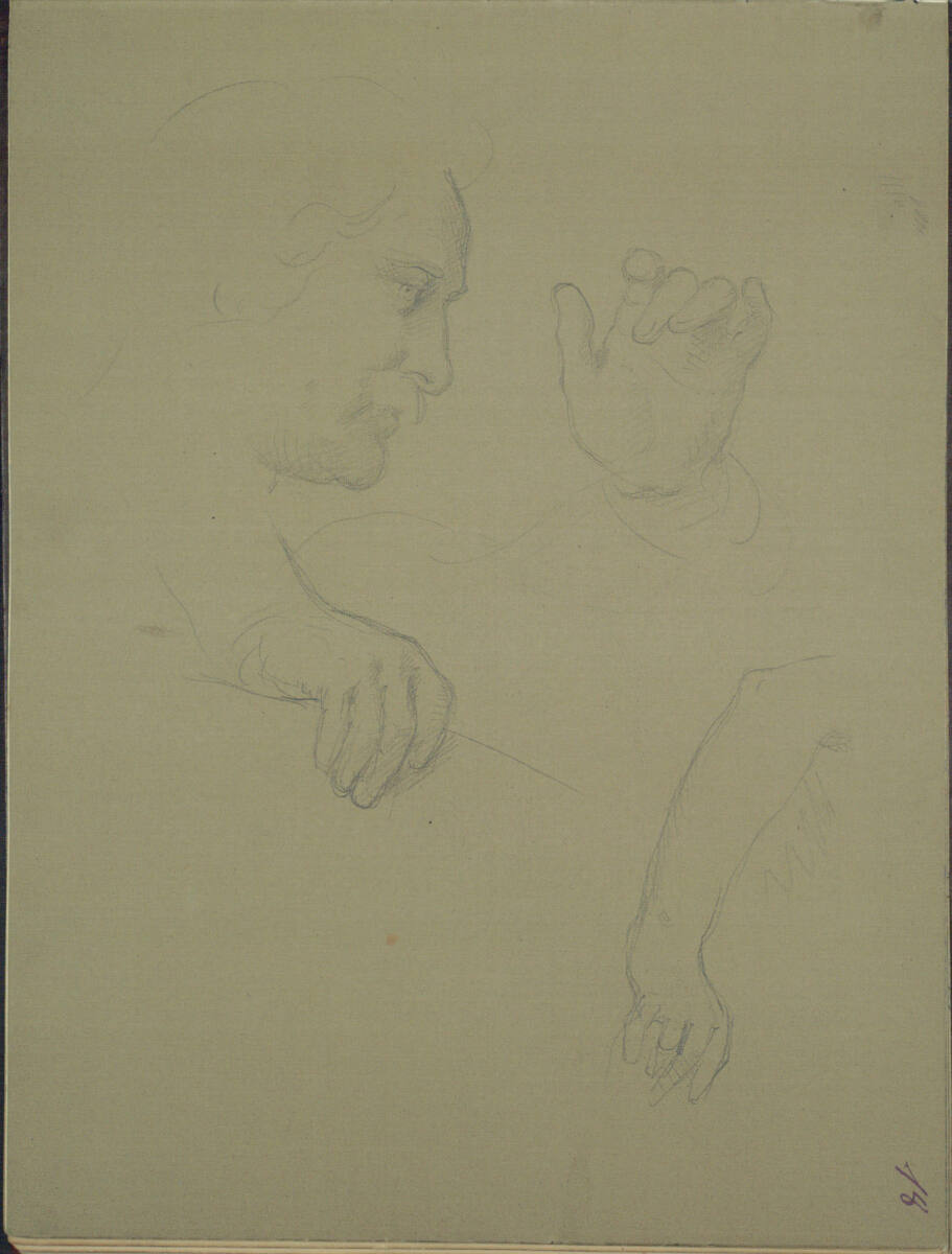 Handstudien, Gesichtstudie, Moritz von Schwind, 1852–1864