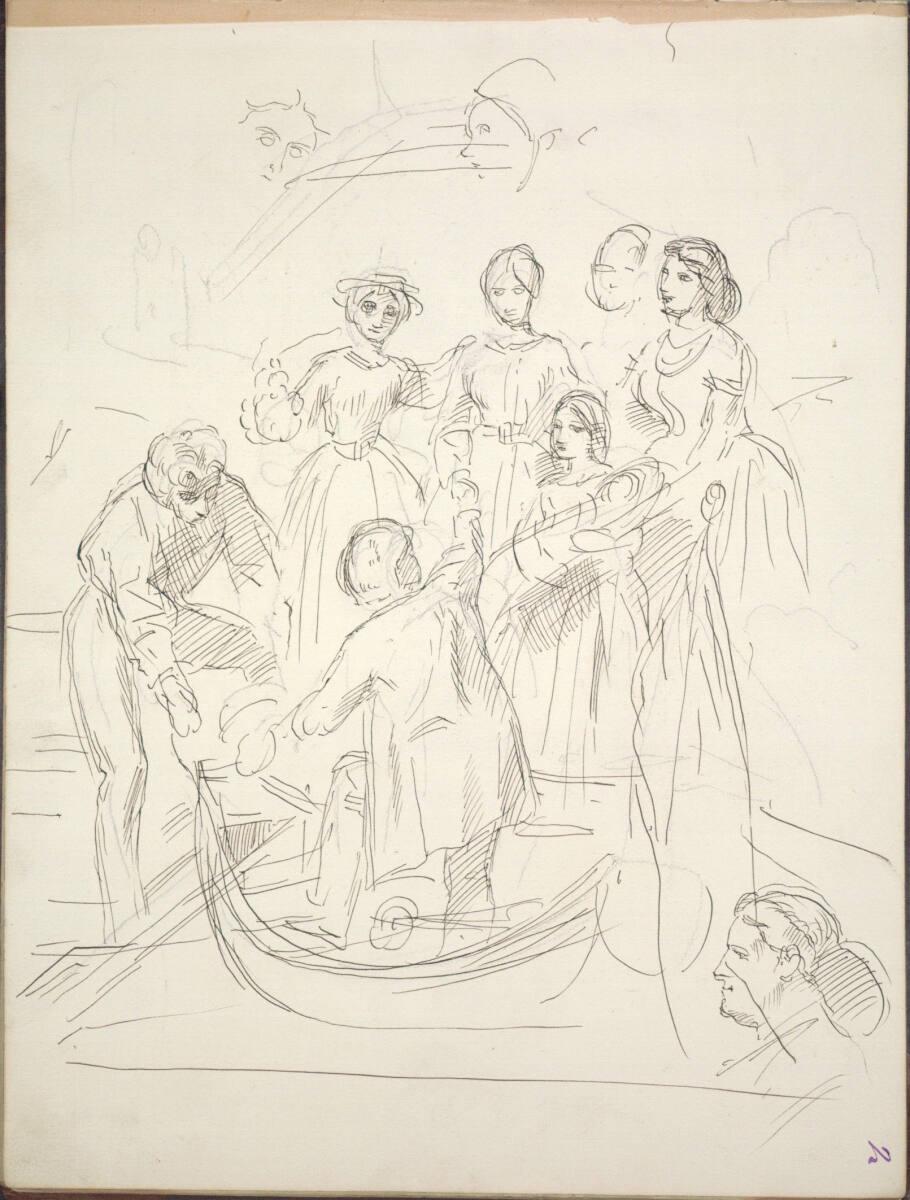 Moritz von Schwind, Studie zum Gemälde des Künstlers und seiner Familie vor dem Landhaus am Sta…