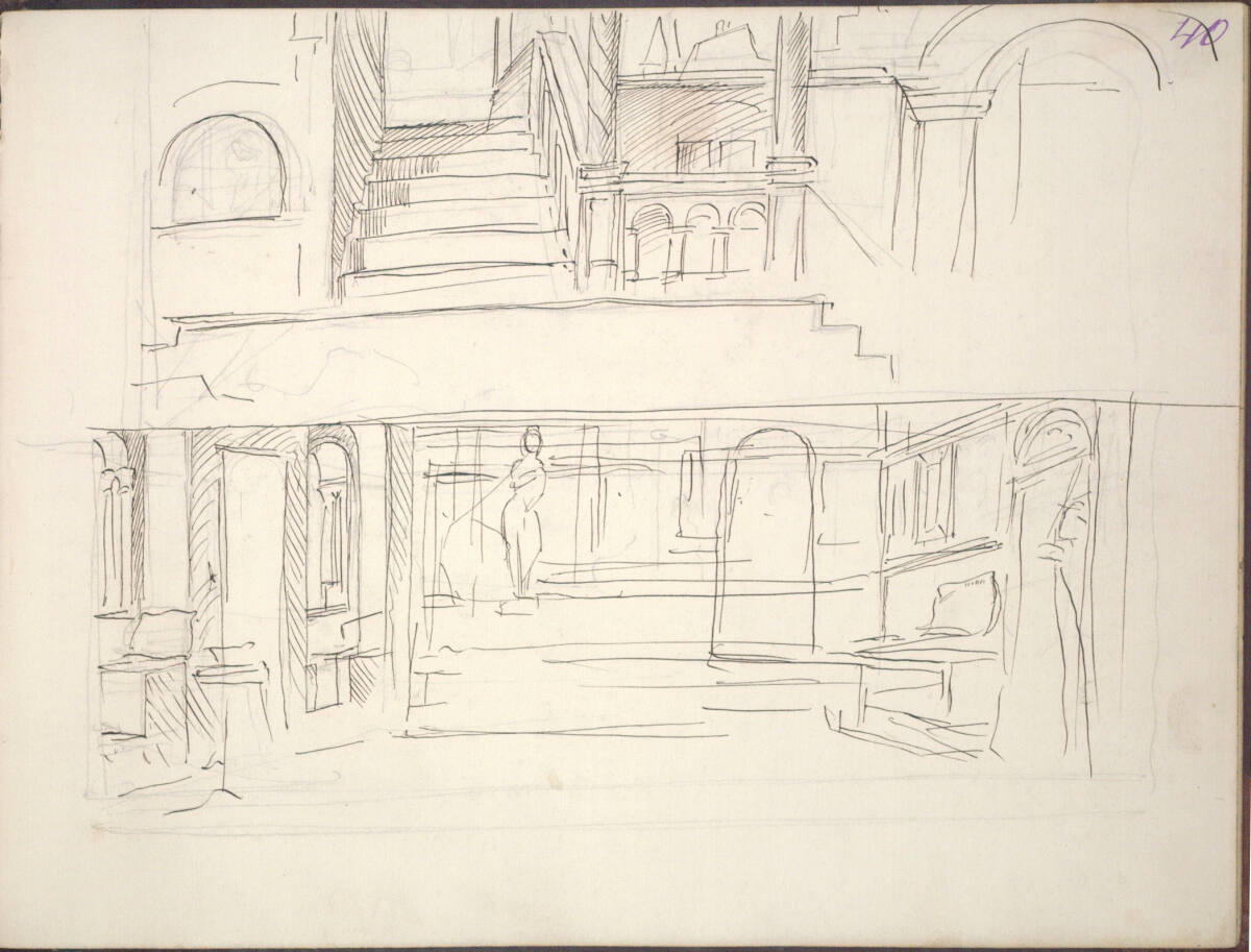 Zwei Architekturskizzen, Moritz von Schwind, 1852–1864