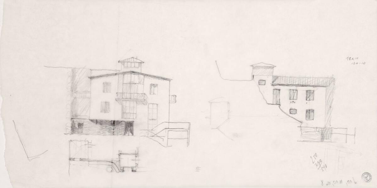 Clemens Holzmeister, Salzburg, Haus Clemens Holzmeister; Studie; Südansicht; Westansicht mit Ge…