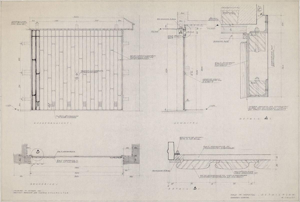 Clemens Holzmeister(?), Salzburg, Haus Clemens Holzmeister; Detailplan; Garagen-Kipptor, Außena…