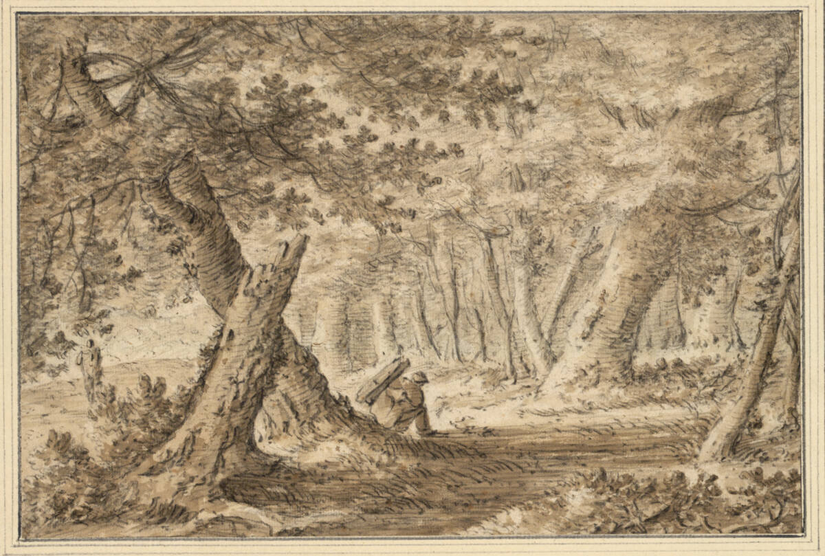 Waldinneres mit rastendem Wanderer, Herman Saftleven