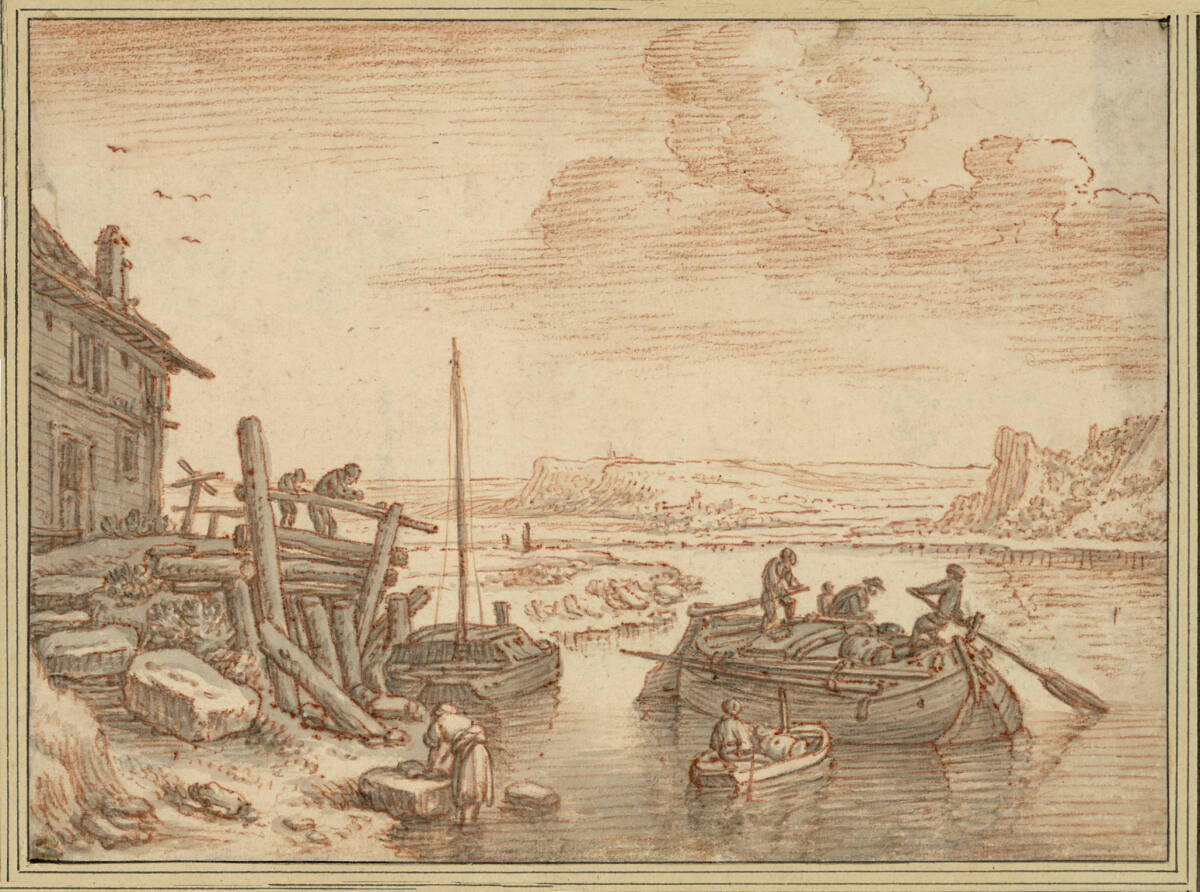 Flußlandschaft mit Haus und Kahn, Herman Saftleven