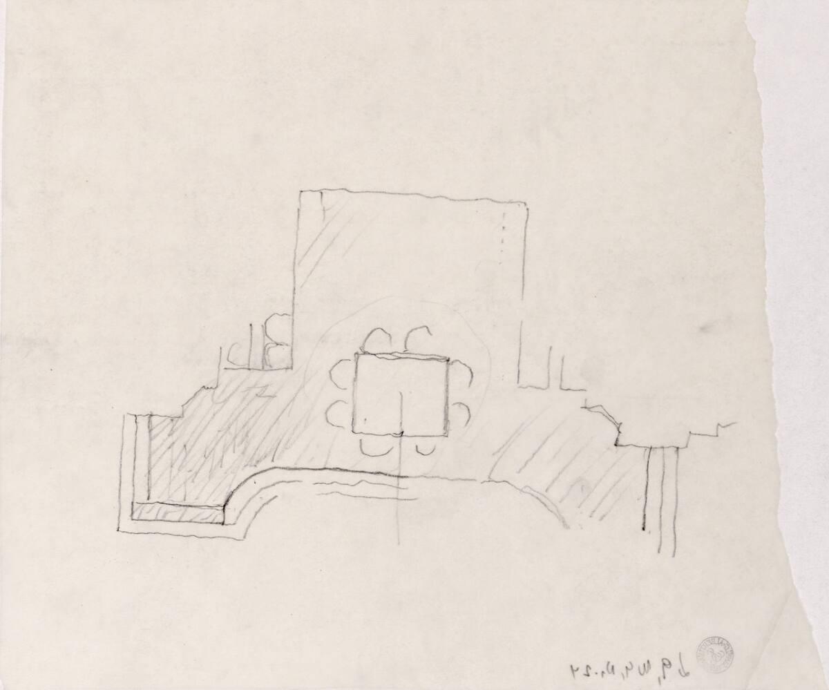 Clemens Holzmeister, Mariazell, Choranlage; Studie; Hochaltarbereich, Grundriss, Inv. Nr.: CLHA…