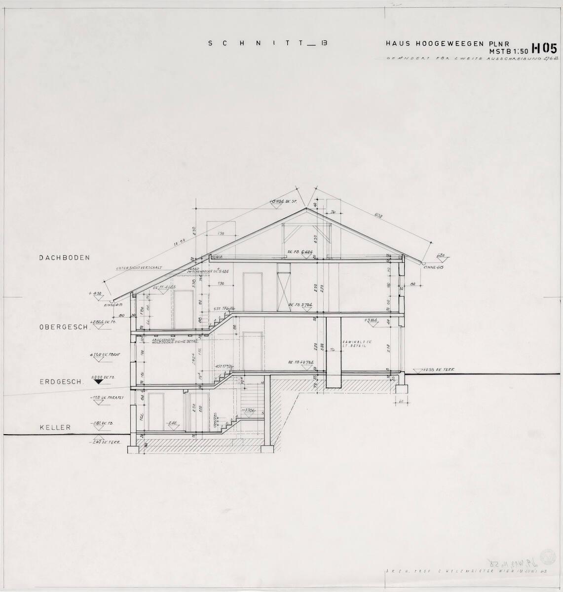 Clemens Holzmeister(?), Mondsee-St. Lorenz, Haus Hoogeweegen; Schnitt B, Inv. Nr.: CLHA9/13/58