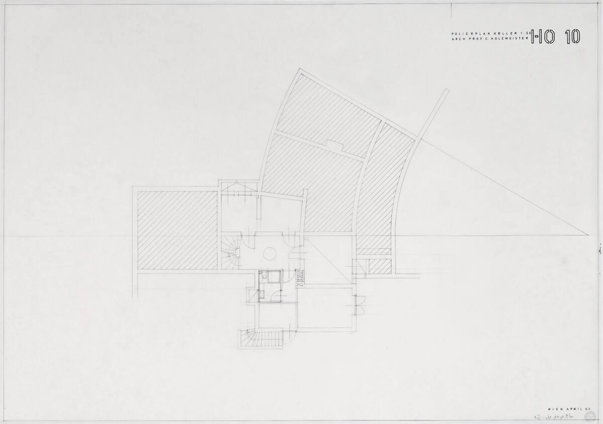 Clemens Holzmeister(?), Mondsee-St. Lorenz, Haus Hoogeweegen; Polierplan; Grundriss Kellergesch…