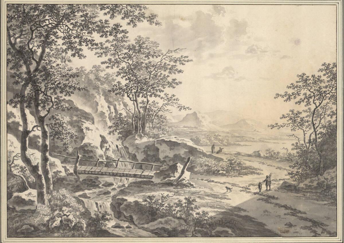 Landschaft mit Felsen, Bach und Steg, Inv. Nr.: 9121