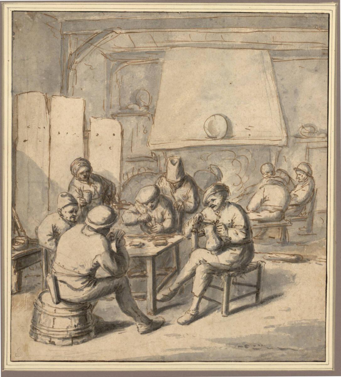 Adriaen van Ostade, Wirtshausstube mit kartenspielenden Bauern, Inv. Nr.: 9126