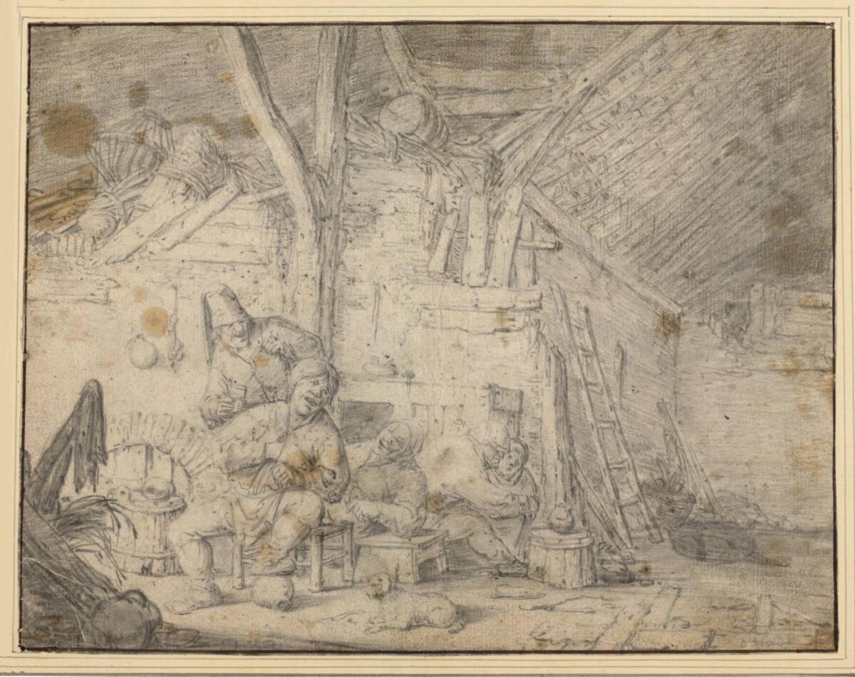 Inneres einer Scheune mit zechenden Bauern, Inv. Nr.: 9131