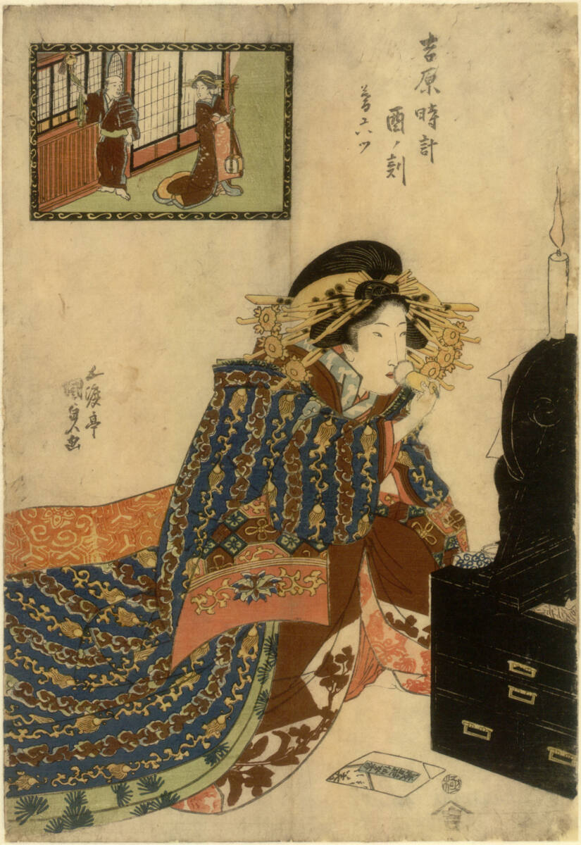 Sich pudernde Dame, Utagawa Kunisada