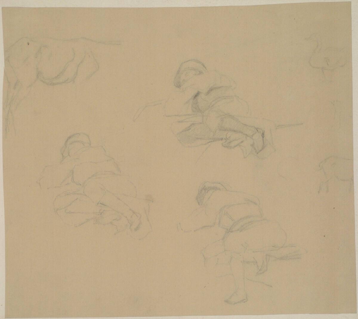 Johann Gualbert Raffalt, Studie eines schlafenden Jungen und Tierstudien, Inv. Nr.: 26046/5