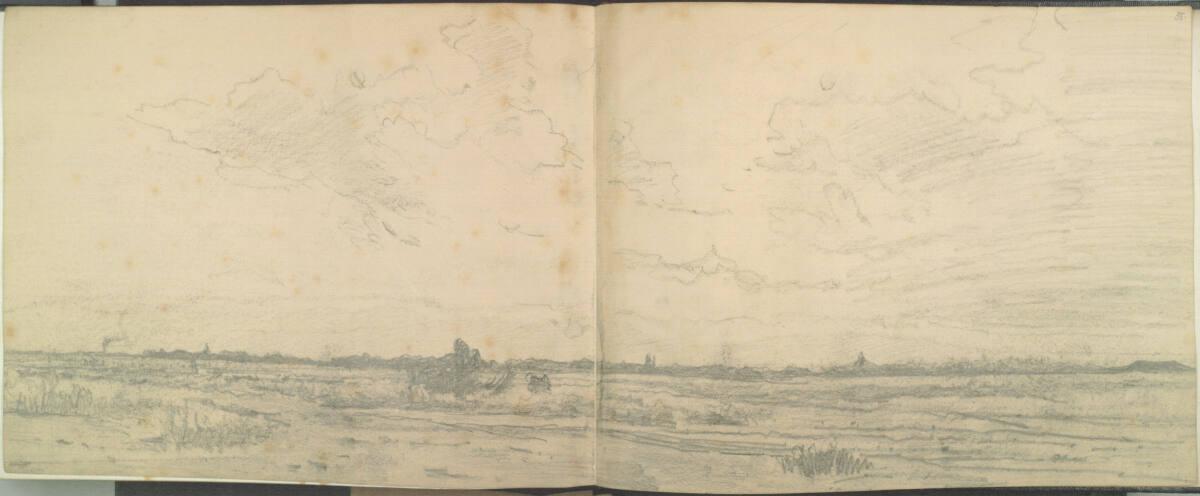 Johann Gualbert Raffalt, Weitläufige Landschaft unter bewölktem Himmel, Inv. Nr.: 26046/54v-55