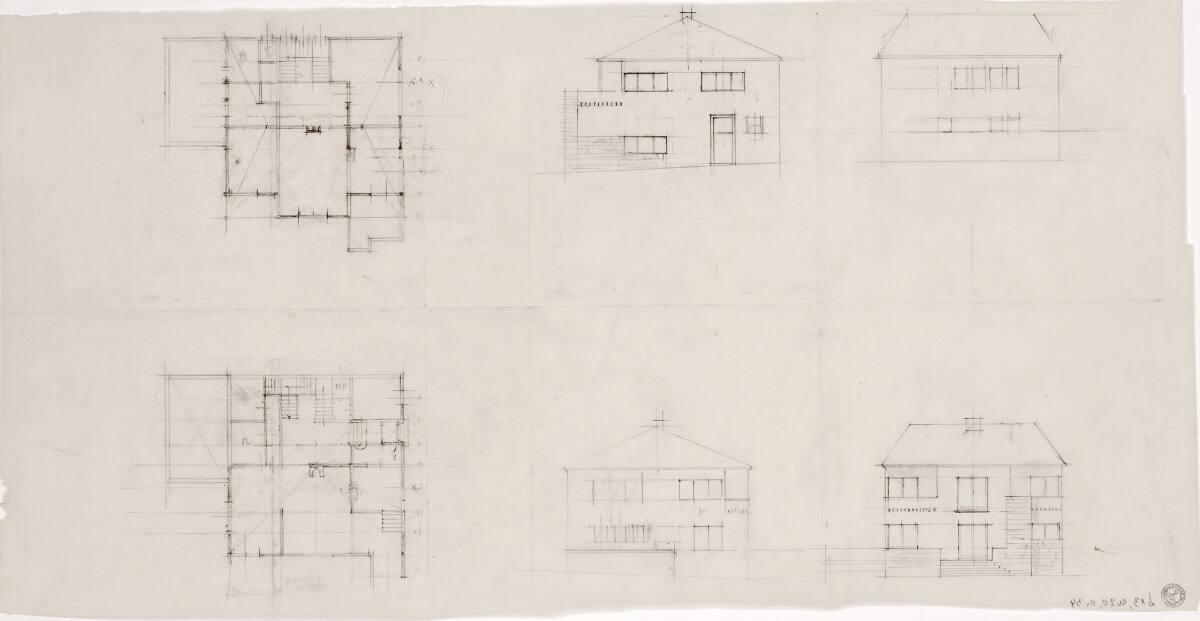 Clemens Holzmeister, Wien, 18. Bezirk, Haus Liselotte Simon; Studie; Grundriss 1. Obergeschoß, …