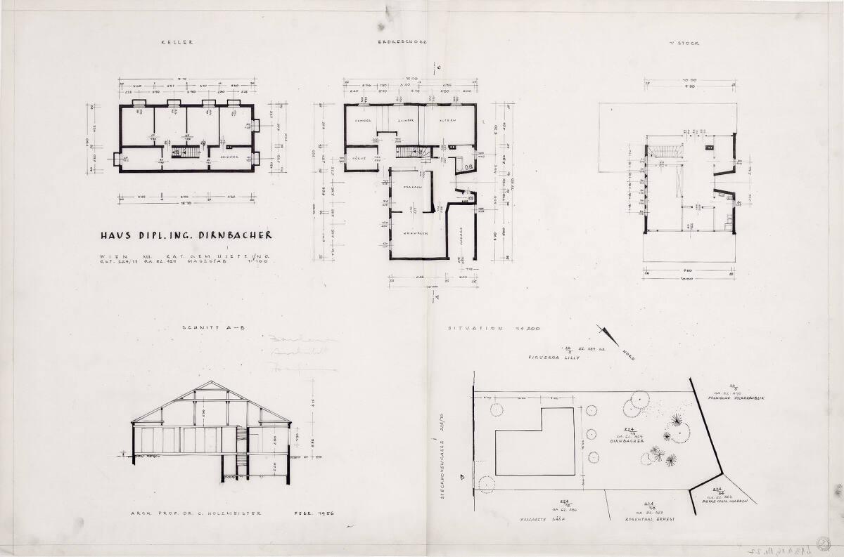 Clemens Holzmeister(?), Wien, 13. Bezirk, Haus Ing. Wolfgang Dirnbacher; Grundriss Kellergescho…