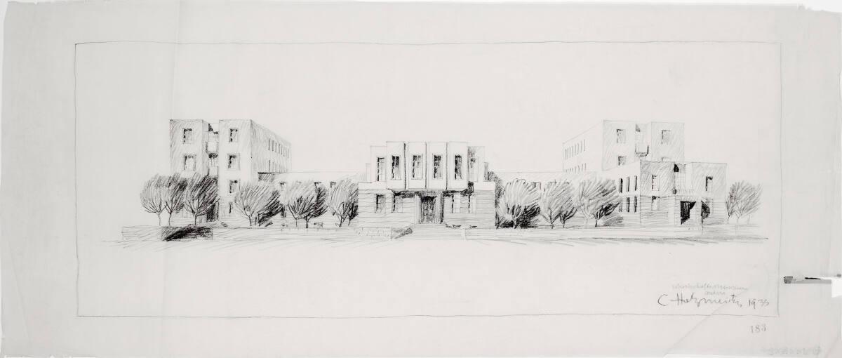 Clemens Holzmeister, Ankara, Landwirtschafts- und Wirtschaftsministerium; Studie; perspektivisc…
