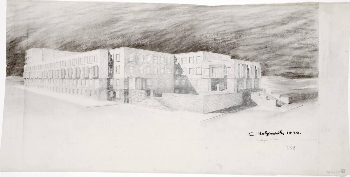 Clemens Holzmeister, Ankara, Justizministerium; Studie; perspektivische Ansicht, Inv. Nr.: CLHA…