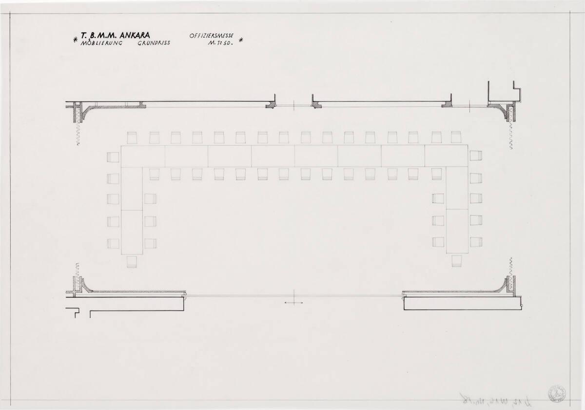 Clemens Holzmeister(?), Ankara, Parlament; Offiziersmesse, Möblierung, Grundriss, Inv. Nr.: CLH…