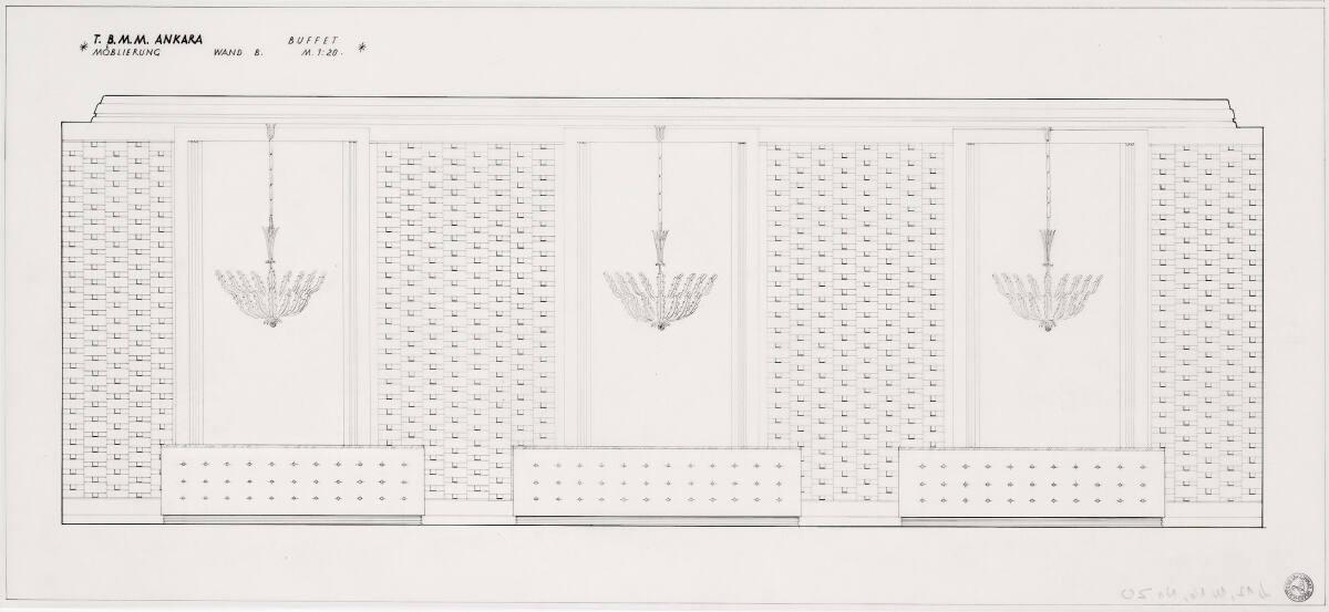 Clemens Holzmeister(?), Ankara, Parlament; Buffet, Möblierung, Wand B, Ansicht, Inv. Nr.: CLHA1…