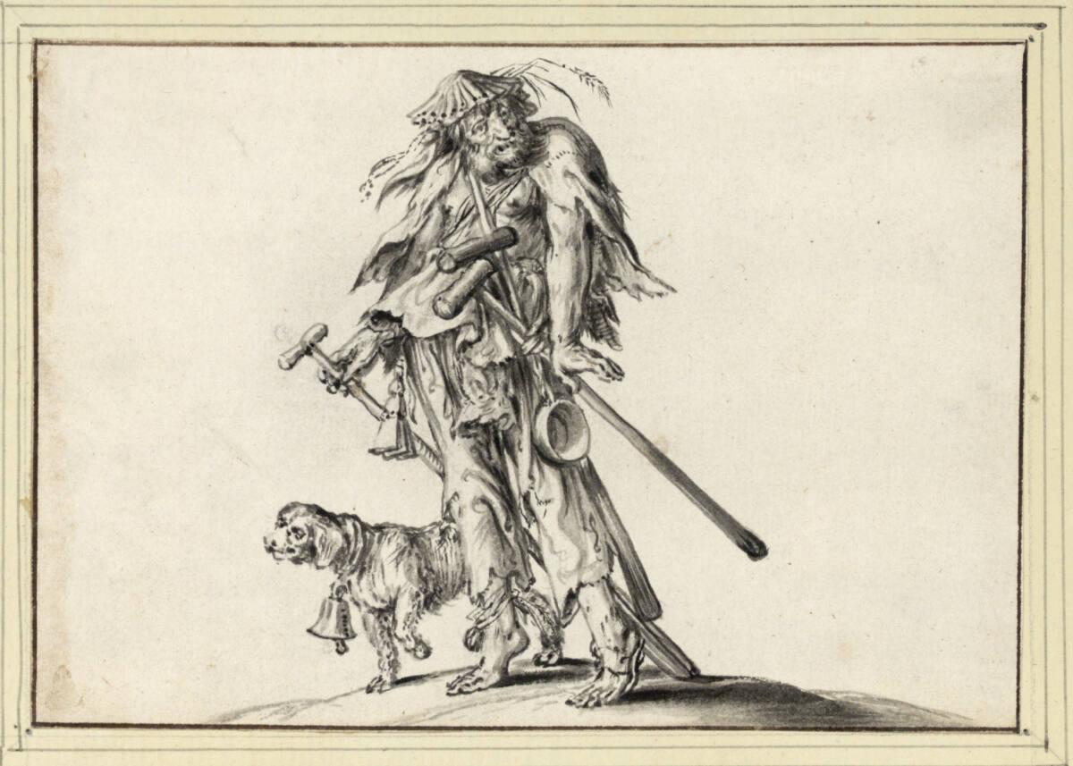Adriaen Pietersz. van de Venne, Bettler mit drei Krücken und einem Hund mit Glocke (8), Inv. Nr…