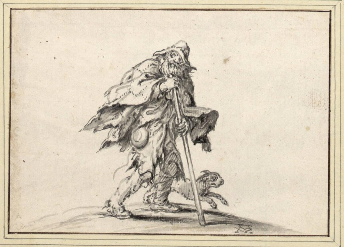 Adriaen Pietersz. van de Venne, Bettler, auf seinen Stab gestützt, mit springendem Hündchen (29…