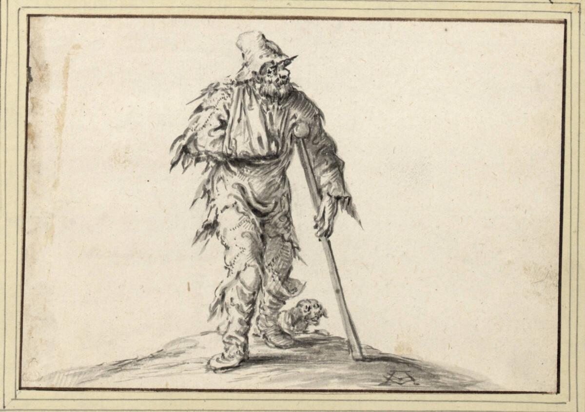 Adriaen Pietersz. van de Venne, Bettler mit Krücke und einem Arm im Tragetuch (30), Inv. Nr.: 9…