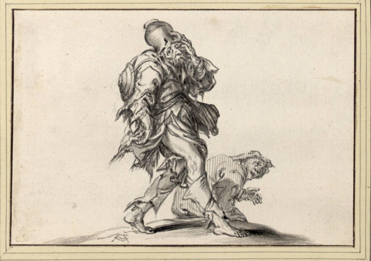 Adriaen Pietersz. van de Venne, Barfüßiger Bettler mit Krug auf dem Kopf (36), Inv. Nr.: 9228